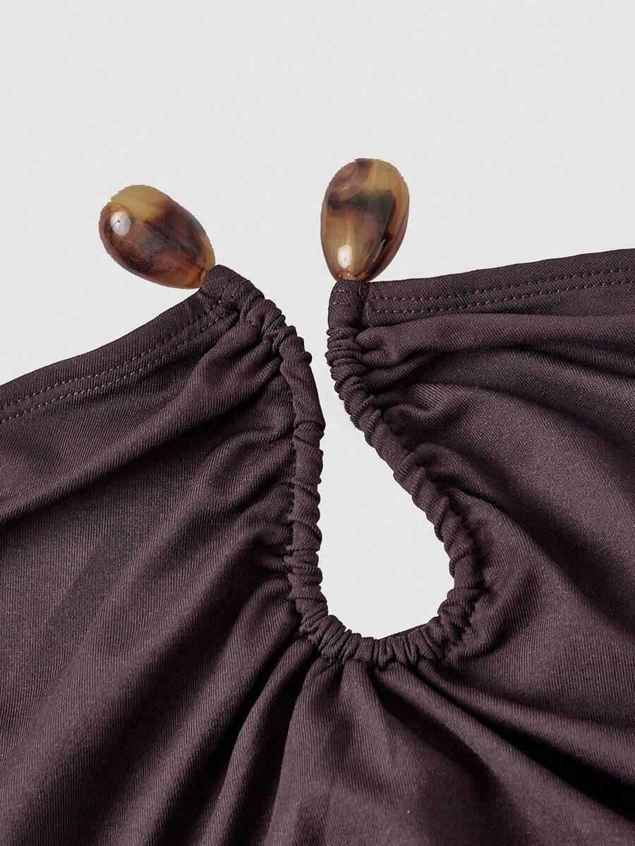 SHEIN BRĄZOWA MINI SUKIENKA S06__S