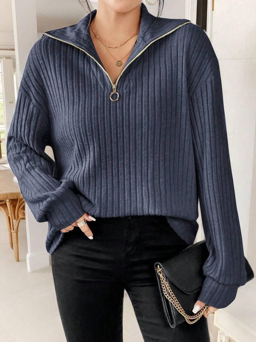 SHEIN NIEBIESKI SWETER ZAMEK S06__XS