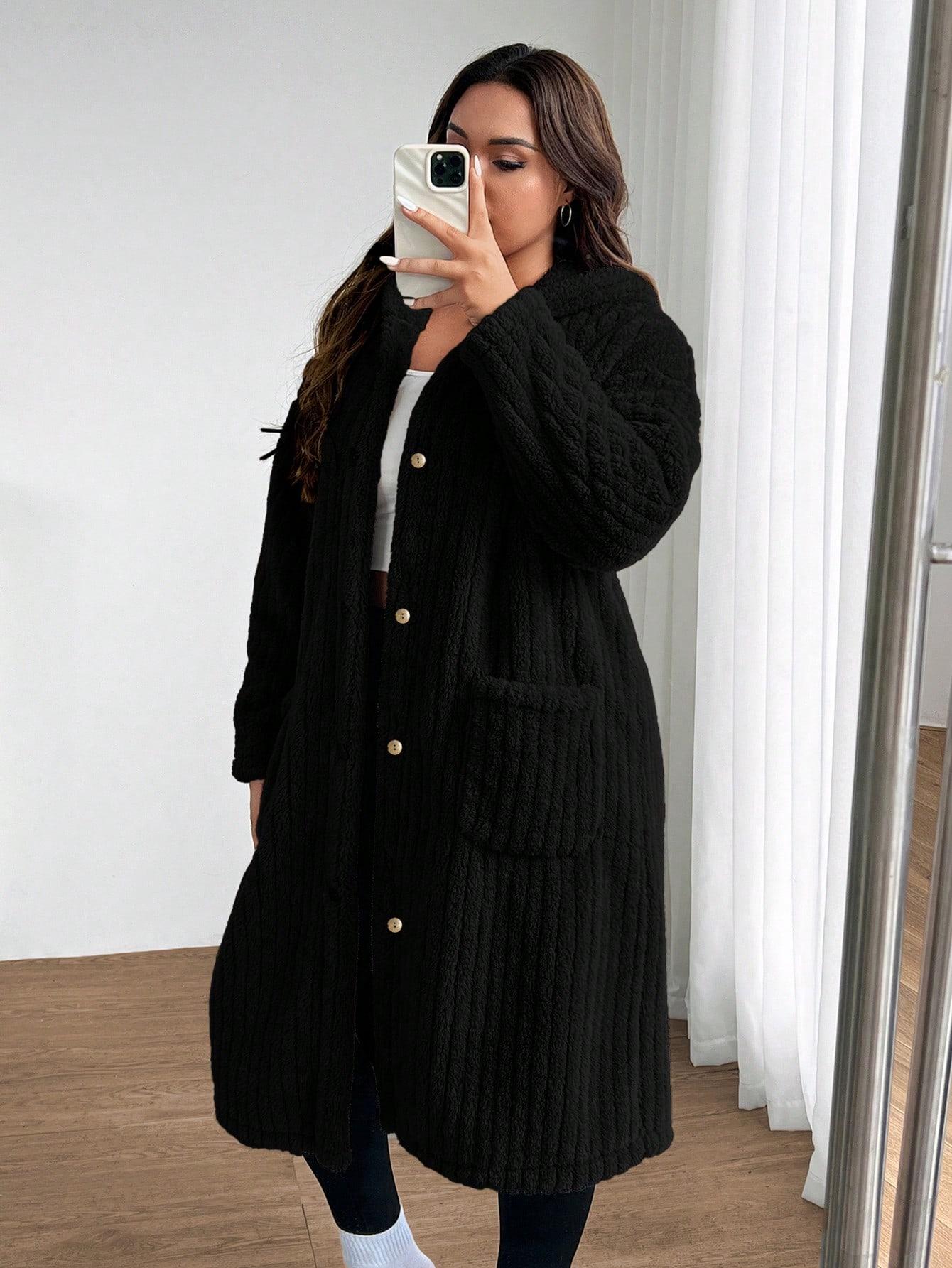 SHEIN CZARNY PŁASZCZ GUZIKI W01__XXL