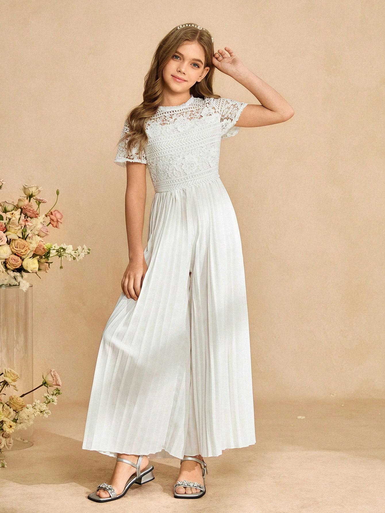SHEIN BIAŁY KOMBINEZON Z KRÓTKIM RĘKAWEM S06__128-134