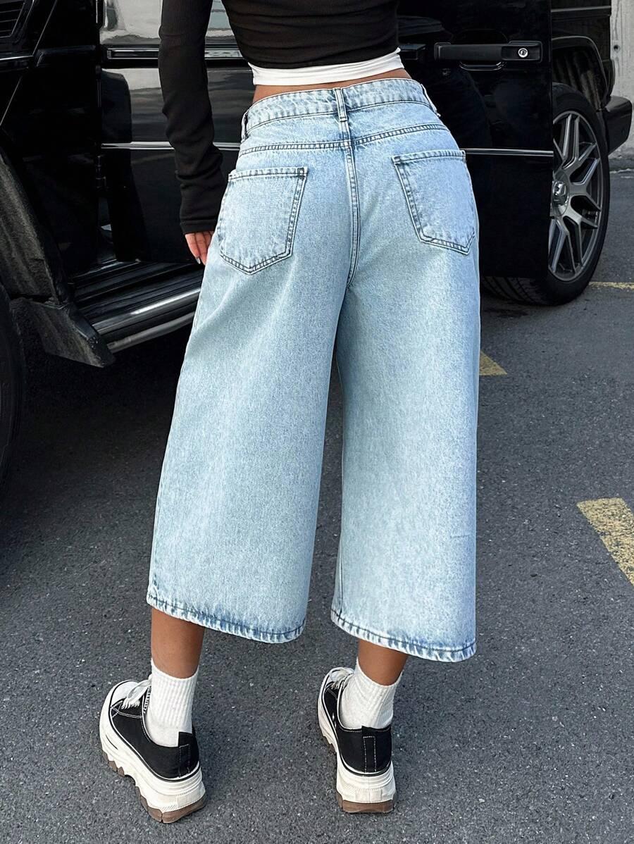 SHEIN JEANSOWE SPODENKI SZEROKA NOGAWKA S06__L