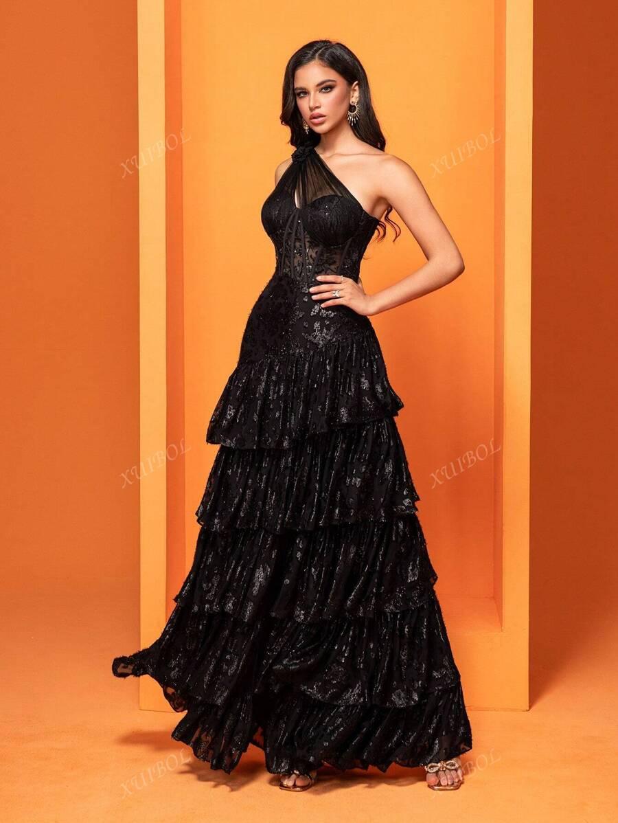 SHEIN CZARNA MAXI SUKIENKA S06__S