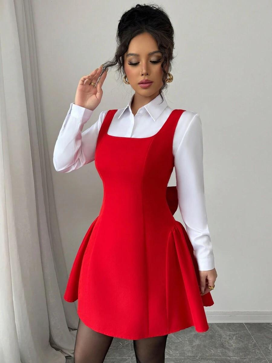 RAFFERIZA CZERWONA MINI SUKIENKA ODKRYTE PLECY PK01__XXL