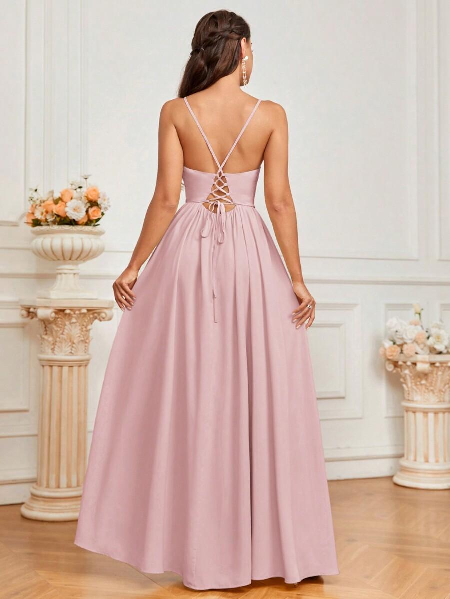 SHEIN RÓŻOWA MAXI SUKIENKA ROZCIĘCIE S09__L