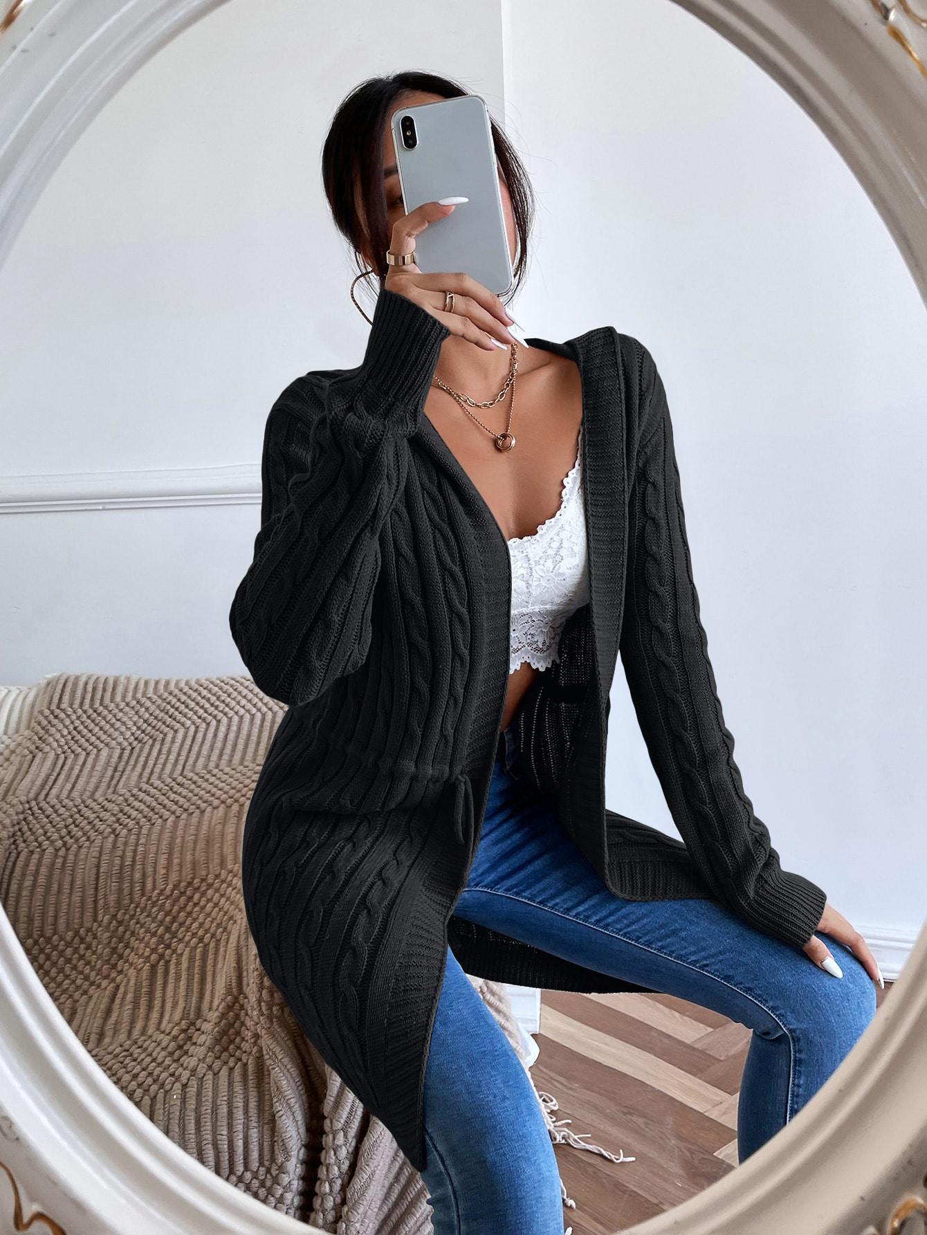 SHEIN CZARNY DZIANINOWY SWETER S06__M