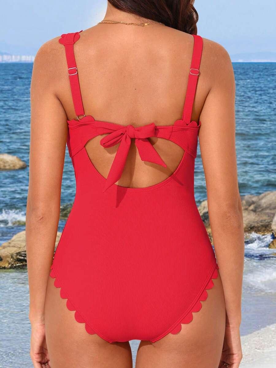 SHEIN CZERWONY JEDNOCZĘŚCIOWY STRÓJ KĄPIELOWY S09__XL