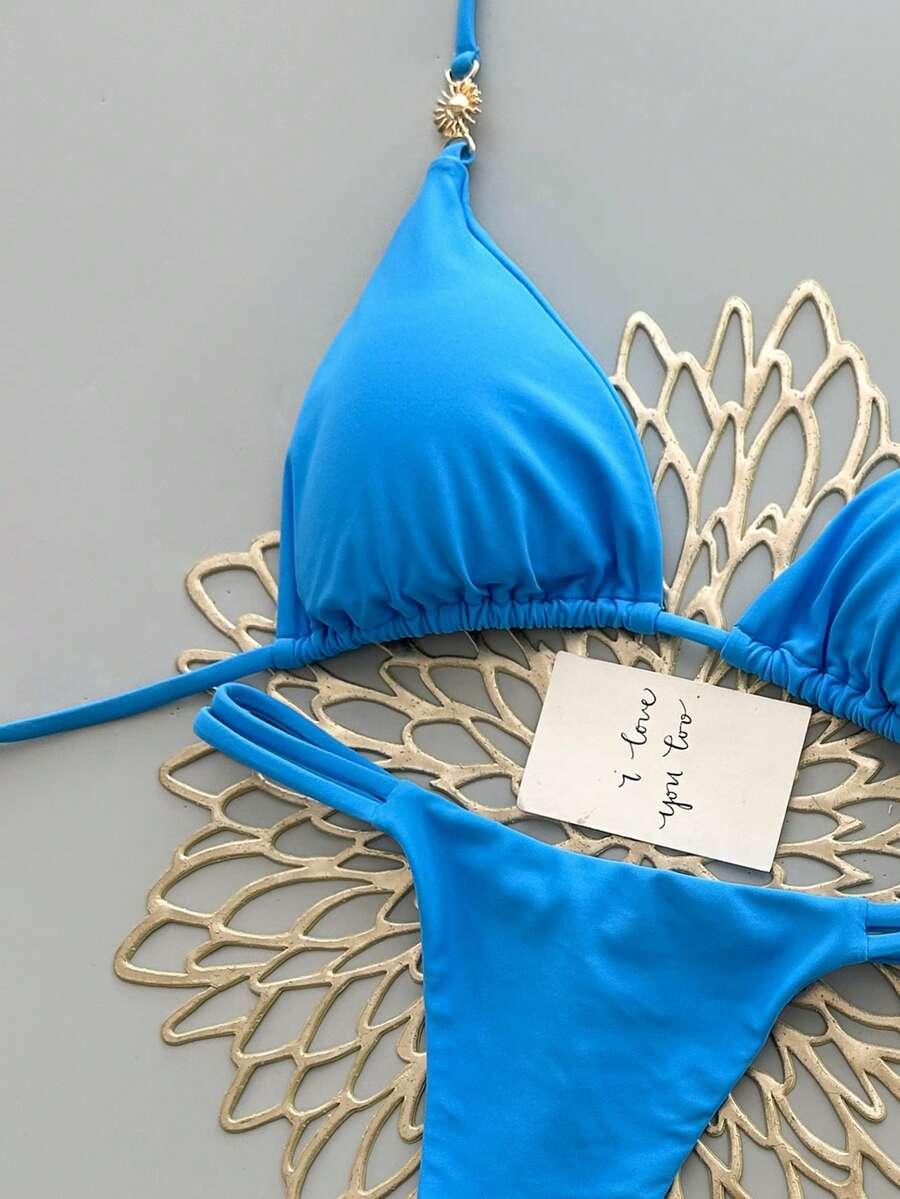 SHEIN NIEBIESKI DWUCZĘŚCIOWY STRÓJ KĄPIELOWY S09__M