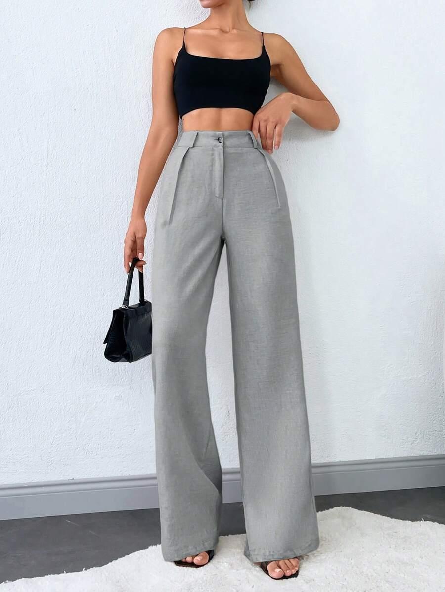 SHEIN SZARE SPODNIE PROSTE NOGAWKI S06__M