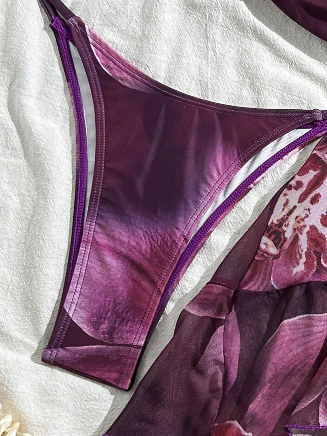 SHEIN KOMPLET DWUCZĘŚCIOWY STRÓJ KĄPIELOWY SARONG S09__L