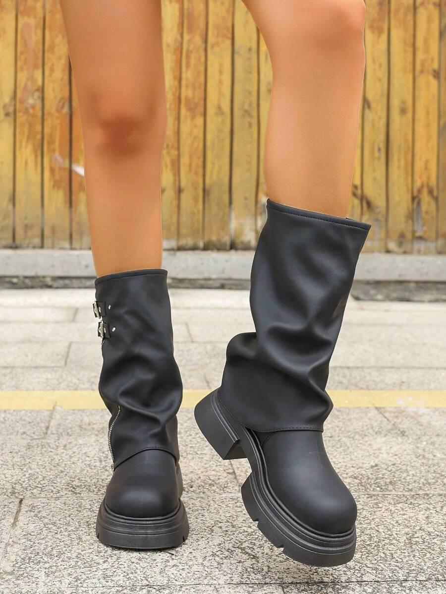SHEIN CZARNE KOZAKI PLATFORMA W01__37,5