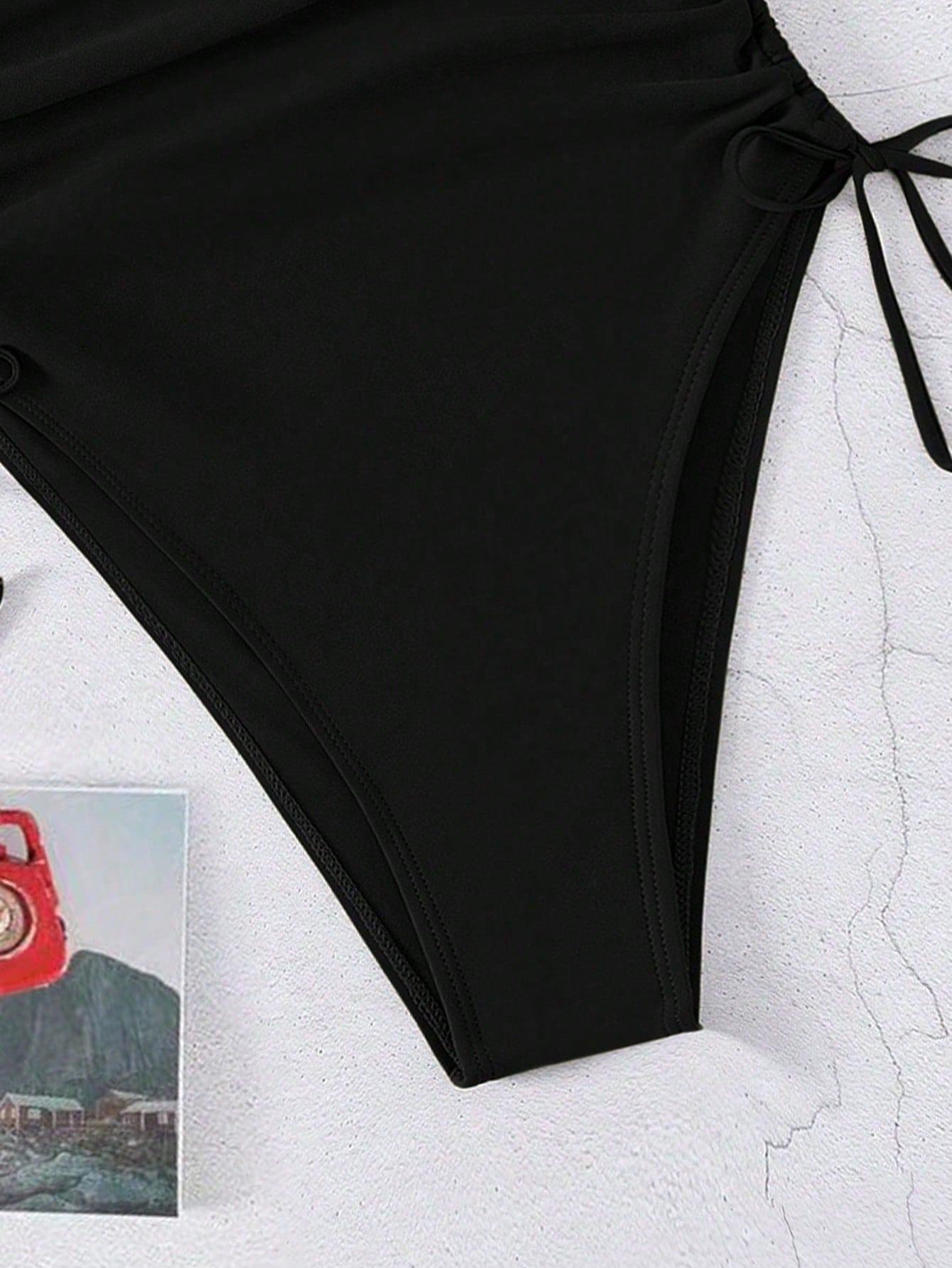 SHEIN CZARNY JEDNOCZĘŚCIOWY STRÓJ KĄPIELOWY S09__S