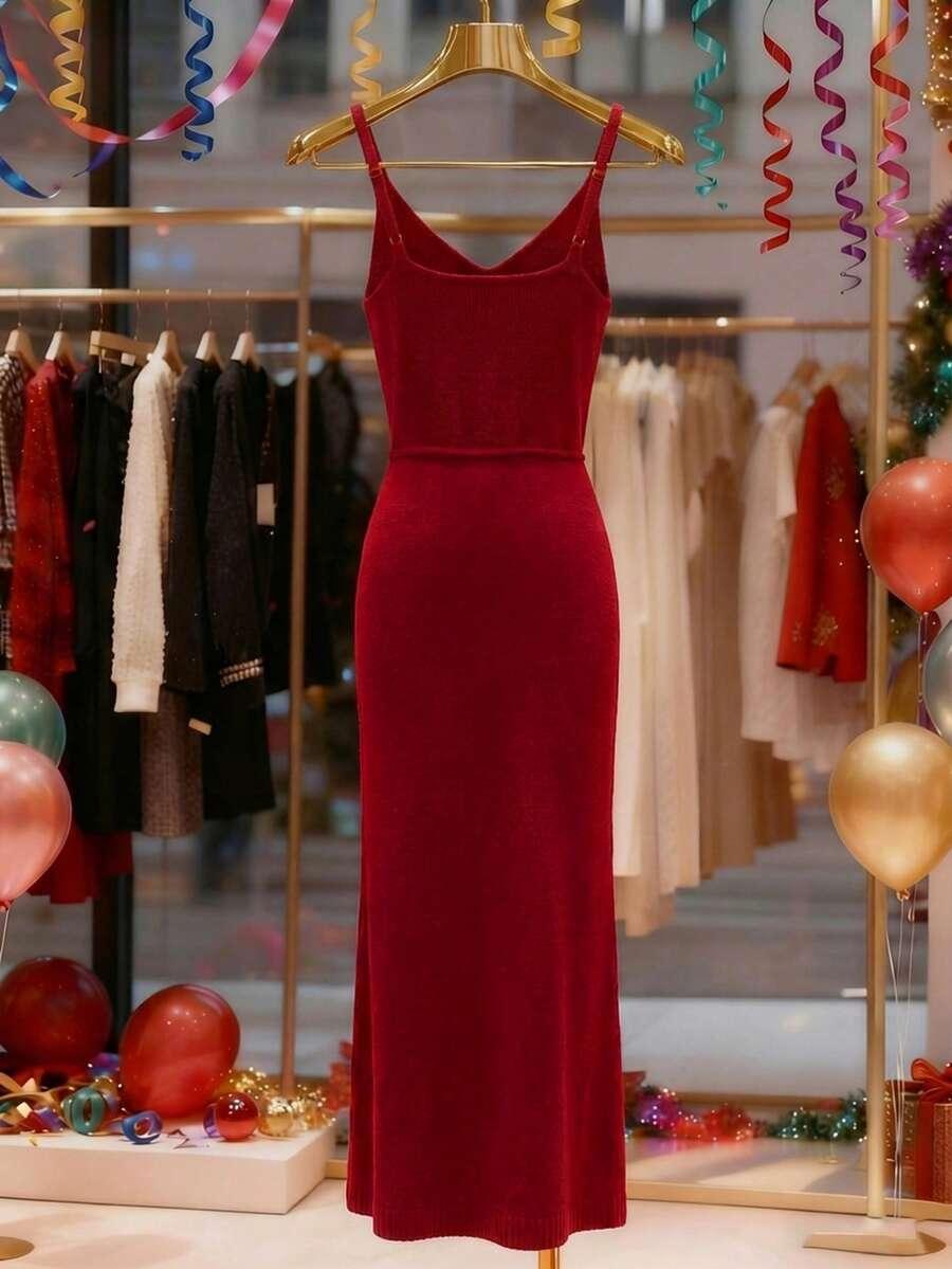 SHEIN CZERWONA MAXI SUKIENKA
