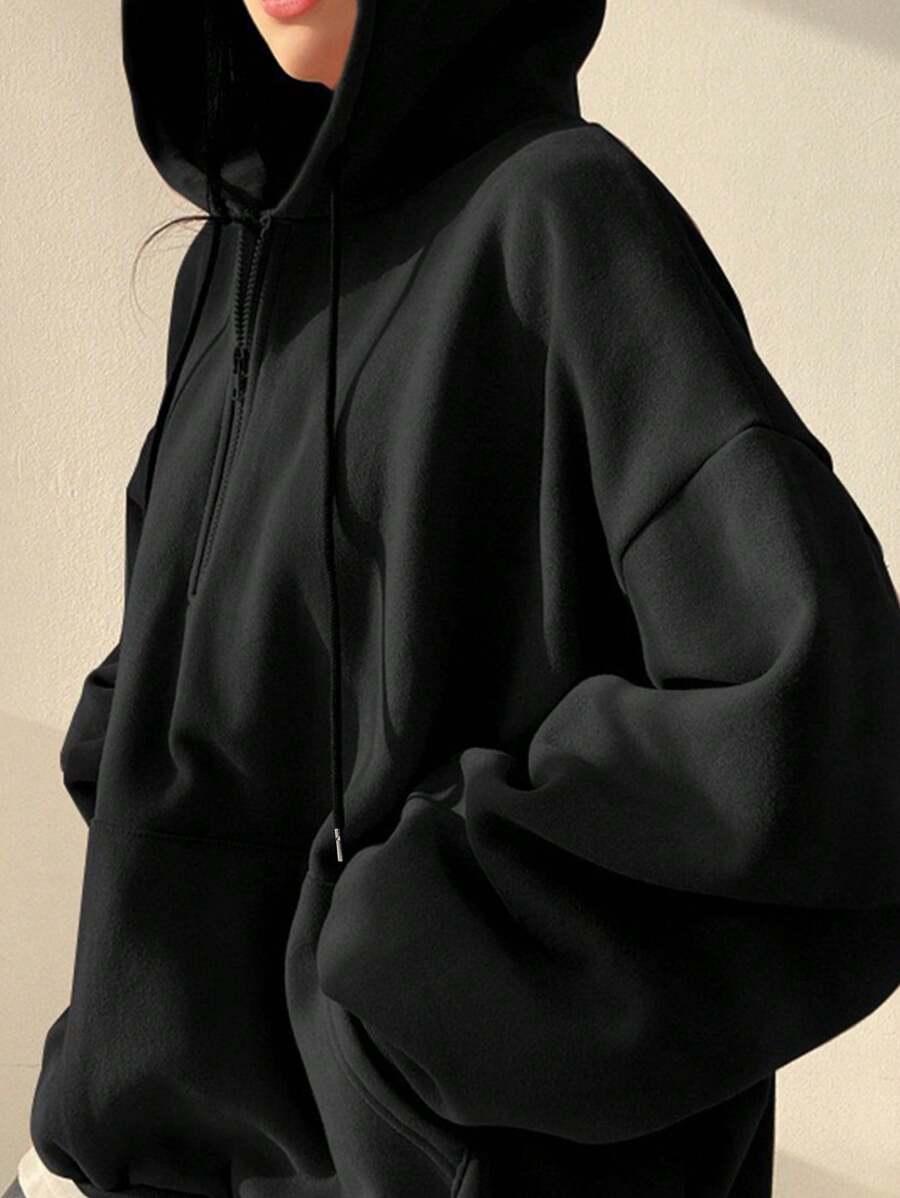 SHEIN CZARNA BLUZA Z KAPTUREM OVERSIZE S06__L