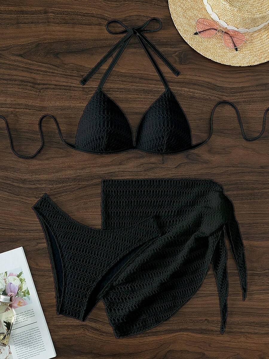 SHEIN TRZYCZĘŚCIOWY STRÓJ KĄPIELOWY KOMPLET S09__XS