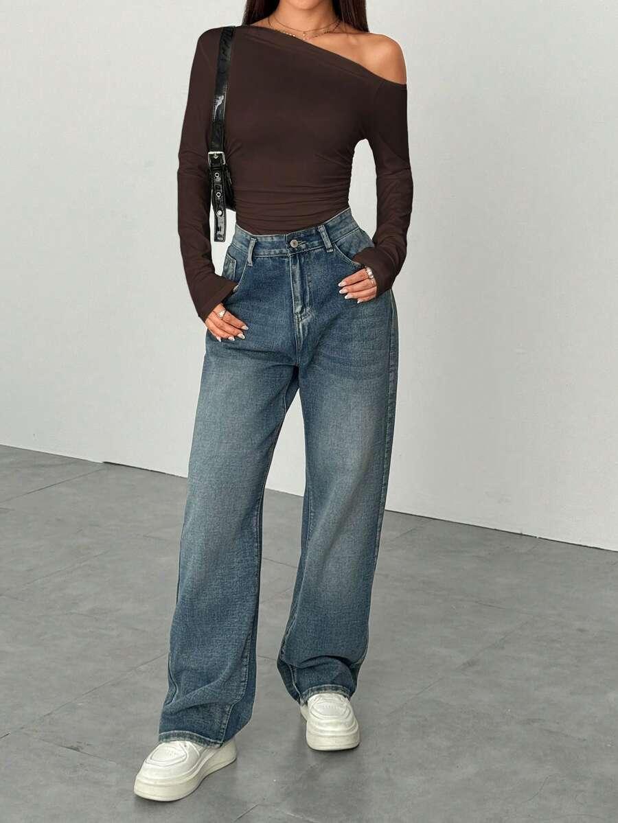 SHEIN BRĄZOWE BODY DŁUGI RĘKAW S06__M