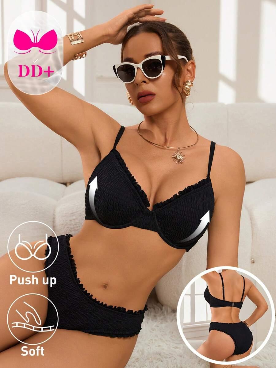 SHEIN CZARNY DWUCZĘŚCIOWY STRÓJ KĄPIELOWY S09__90E/XL