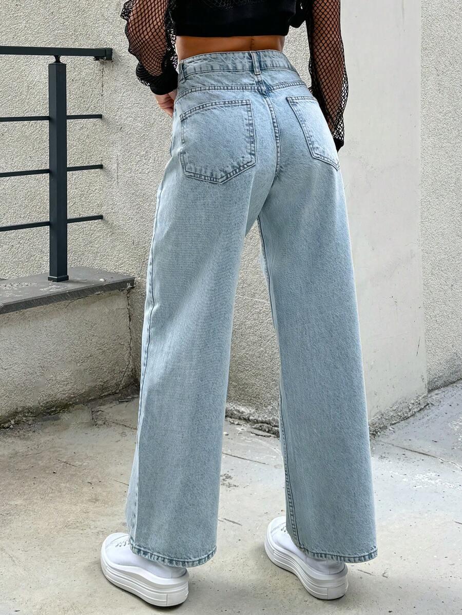 SHEIN JEANSOWE SPODNIE PROSTA NOGAWKA PK01__XS