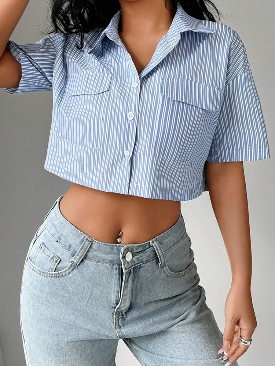 SHEIN TOP GUZIKI KOŁNIERZYK S06__M