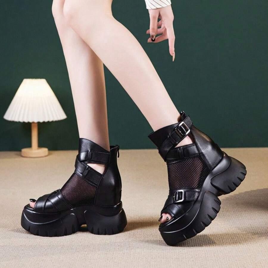 SHEIN CZARNE SANDAŁY PLATFORMA S06__38