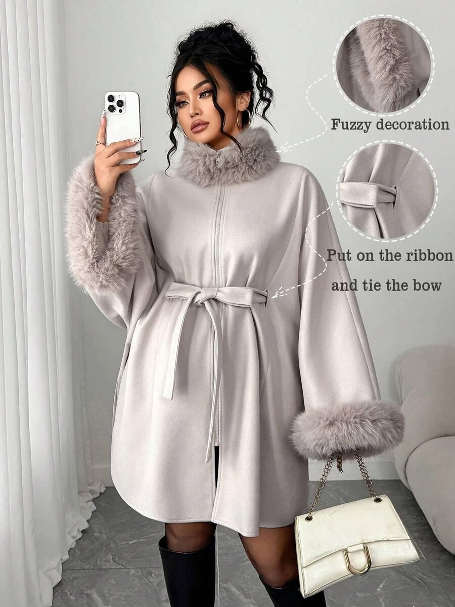 SHEIN SZARY PŁASZCZ WIĄZANIE W01__52