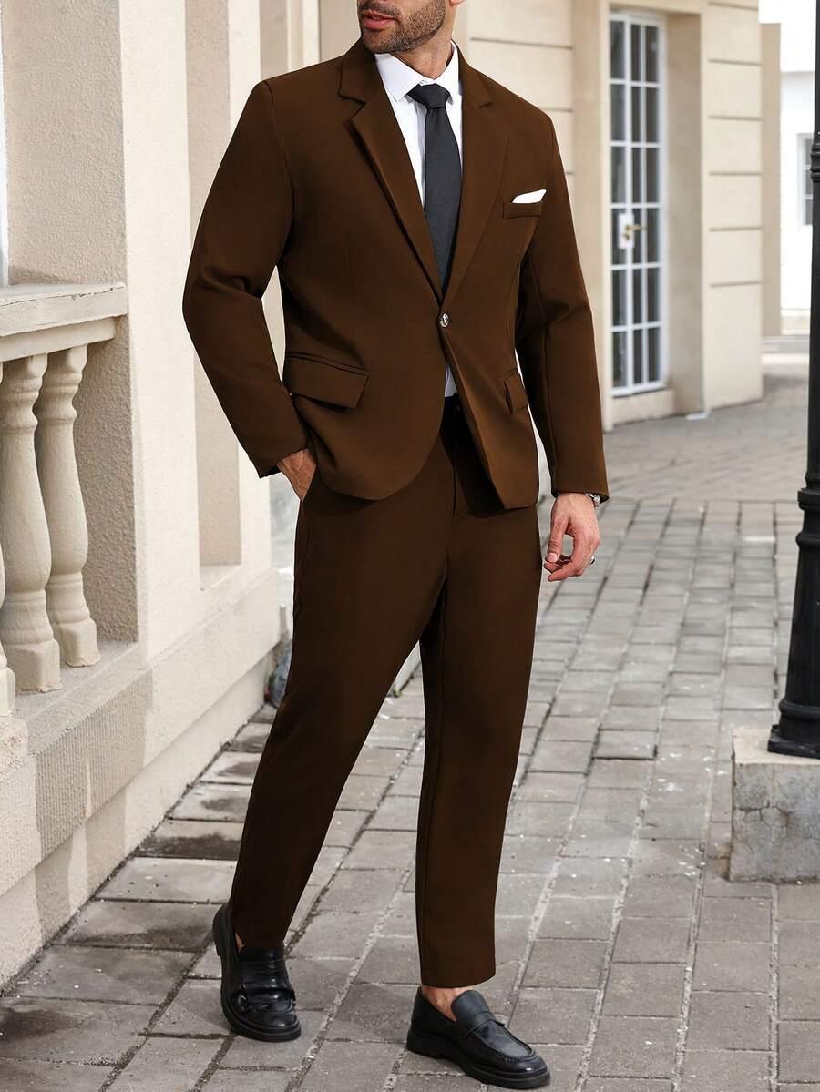 MANFINITY BRĄZOWA ELEGANCKA MARYNARKA S06__XL