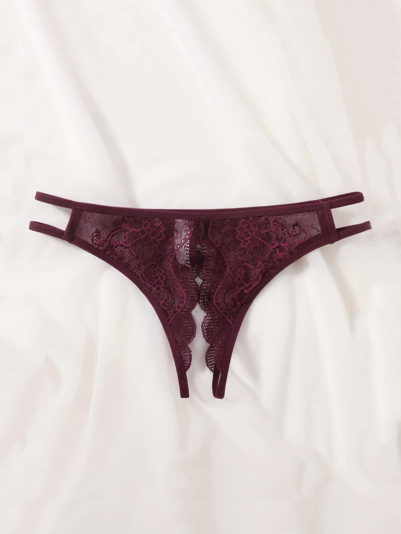 SHEIN BURGUNDOWE MAJTKI KORONKA S06__XL