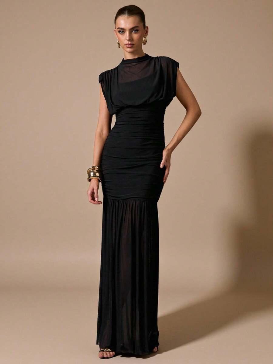 SHEIN CZARNA MAXI SUKIENKA