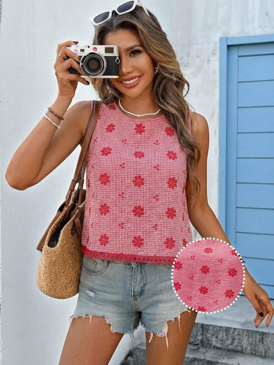 VIVID EDEN CZERWONY TOP PRINT S09__M
