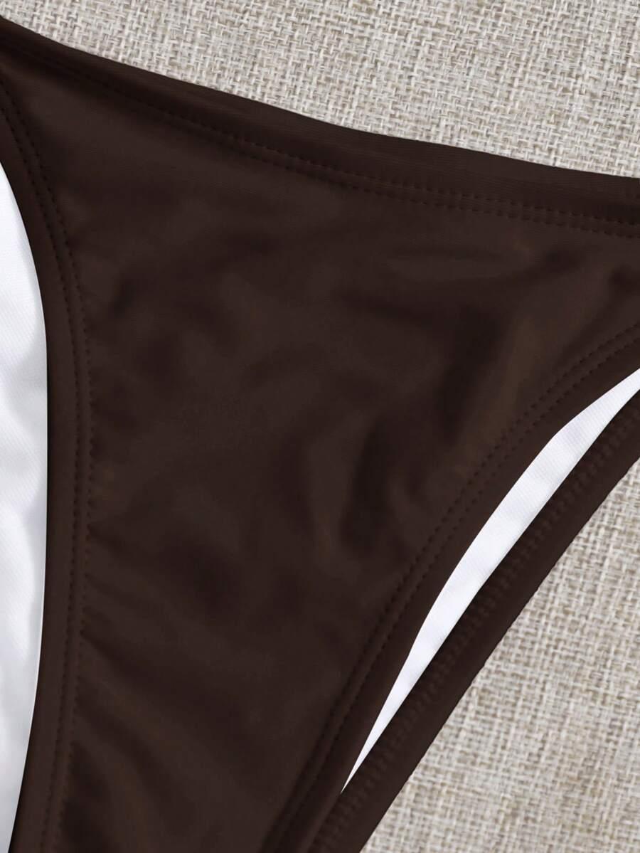 SHEIN BRĄZOWY DÓŁ OD BIKINI S09__M