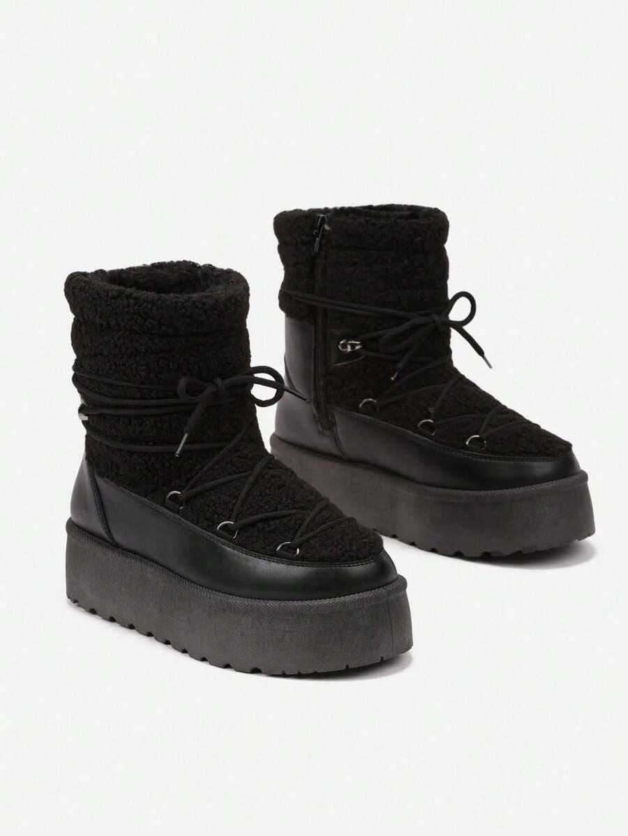 SHEIN CZARNE SZNUROWANE ŚNIEGOWCE W01__39