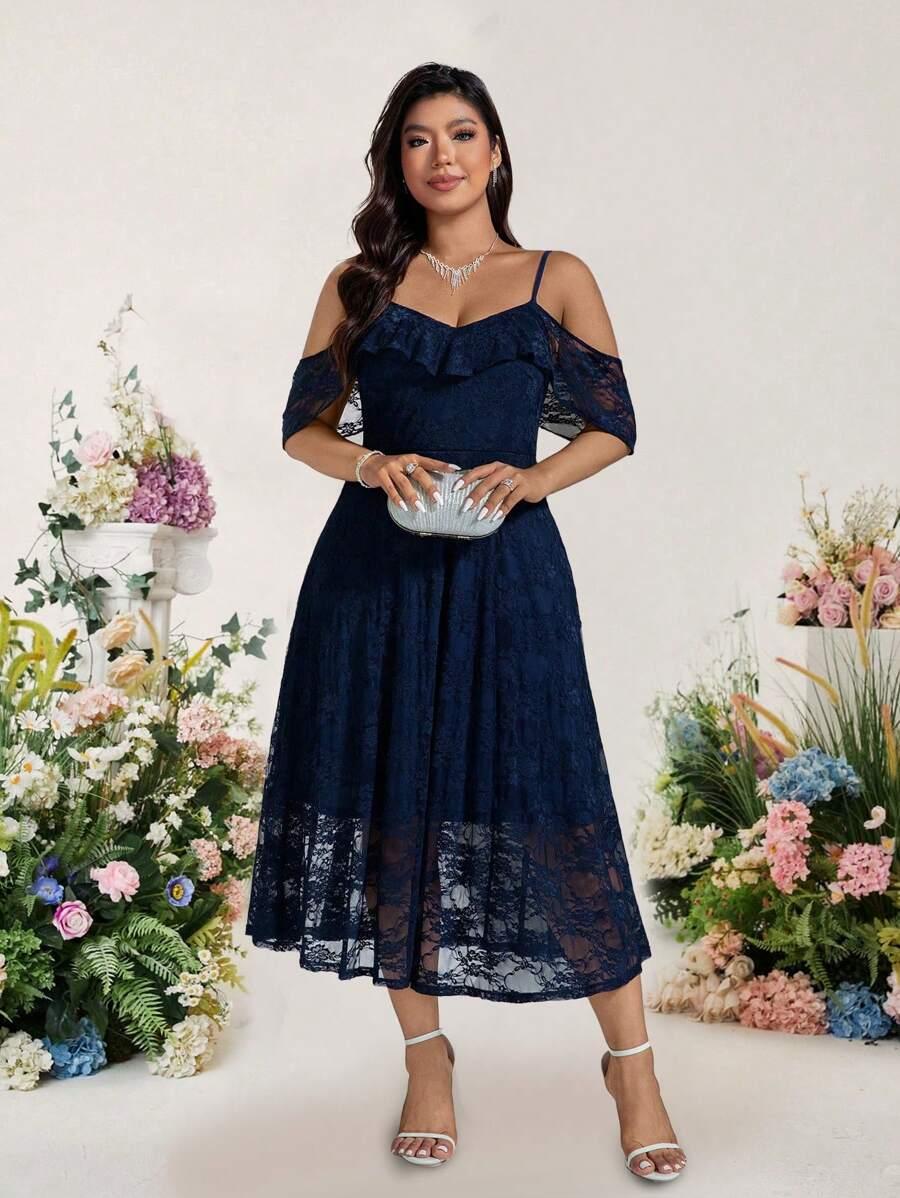 SHEIN GRANATOWA KORONKOWA SUKIENKA S06__3XL