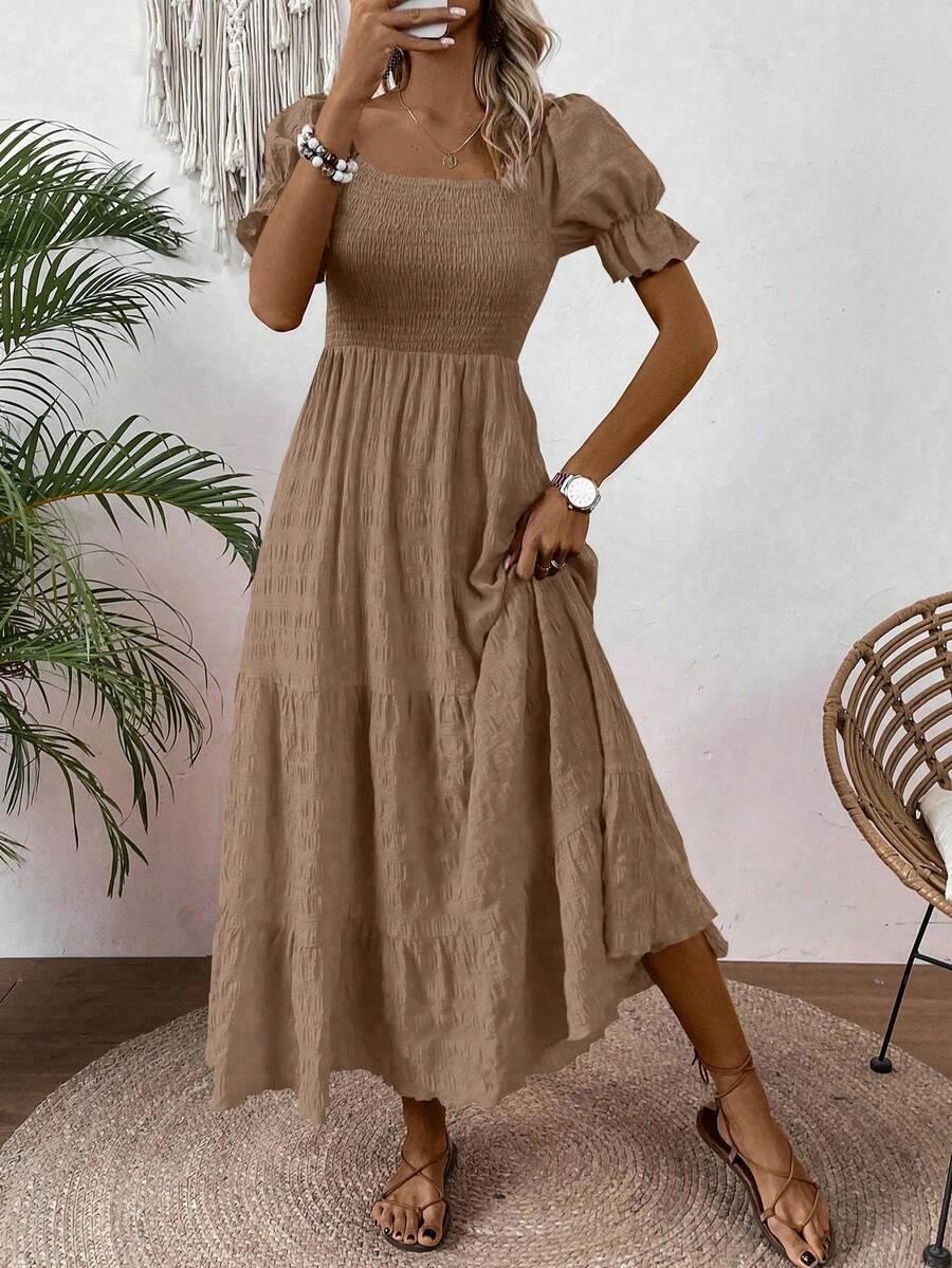 EMERY ROSE BRĄZOWA MAXI SUKIENKA S06__M