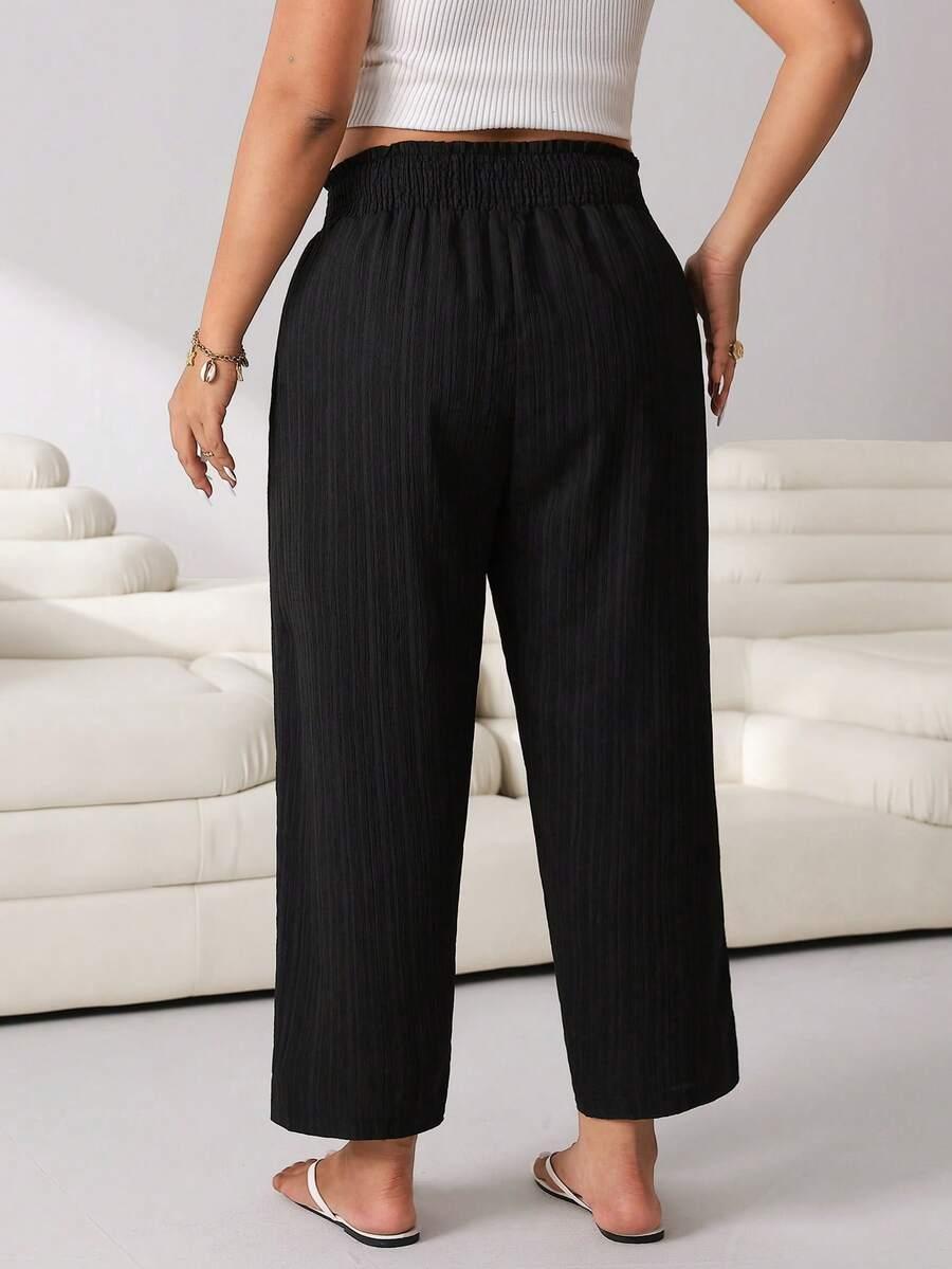 SHIEN CZARNE SPODNIE TEKSTURA CASUAL S06__XXL