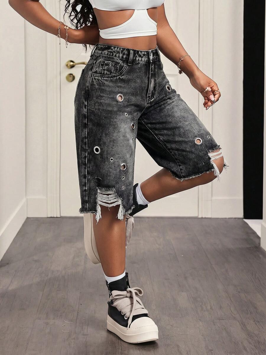 SLAYDIVA SPODENKI JEANS BERMUDY S06__W29/M