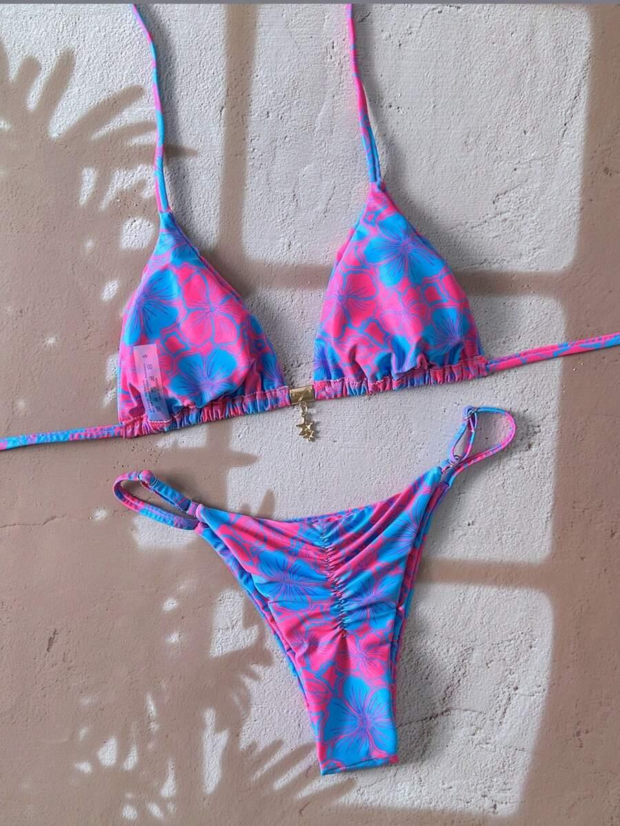 SHEIN DWUCZĘŚCIOWY STRÓJ KĄPIELOWY WZÓR KWIATY S09__S