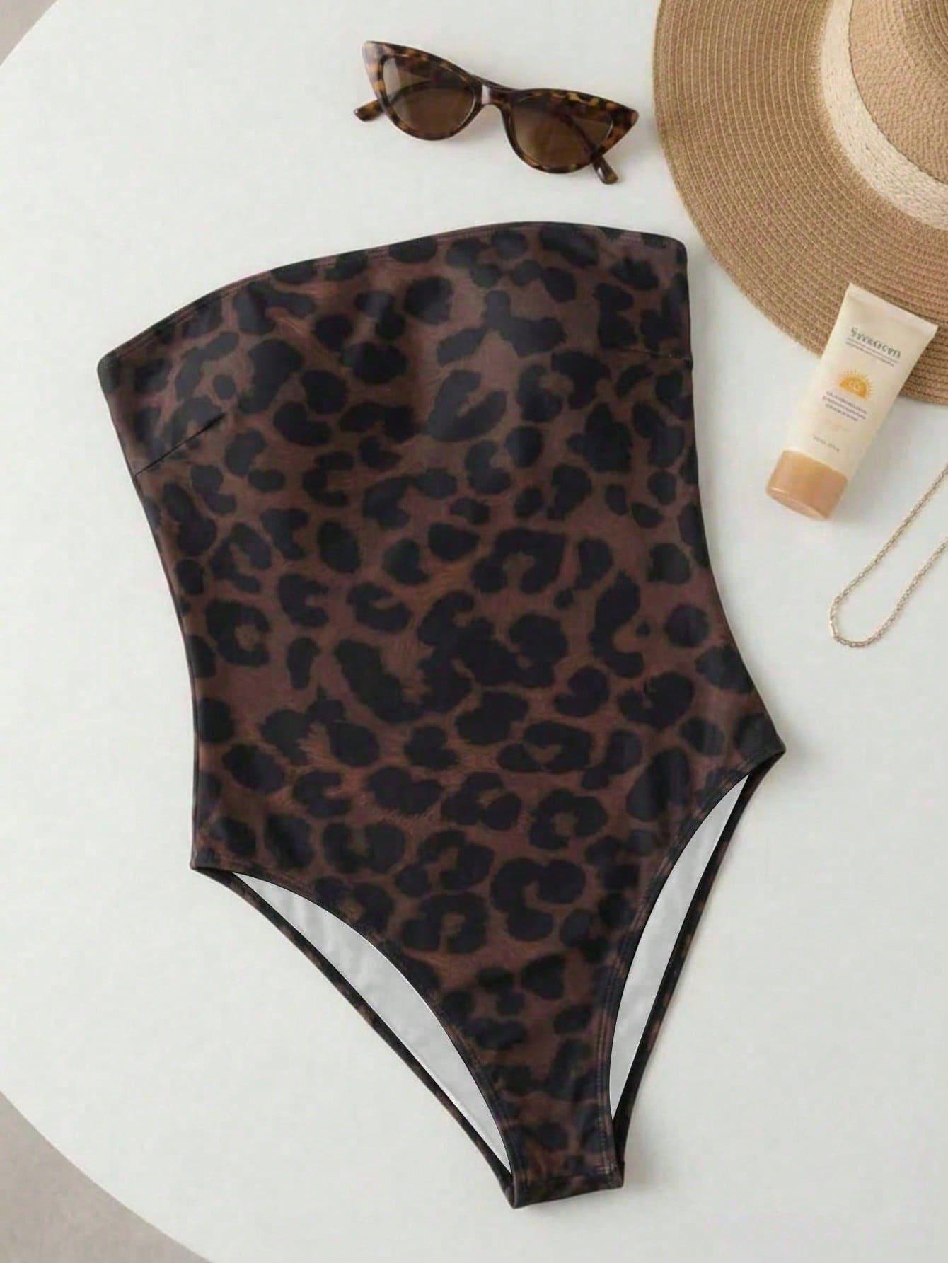 SHEIN KOSTIUM KĄPIELOWY JEDNOCZĘŚCIOWY ANIMAL PRINT S09__XS