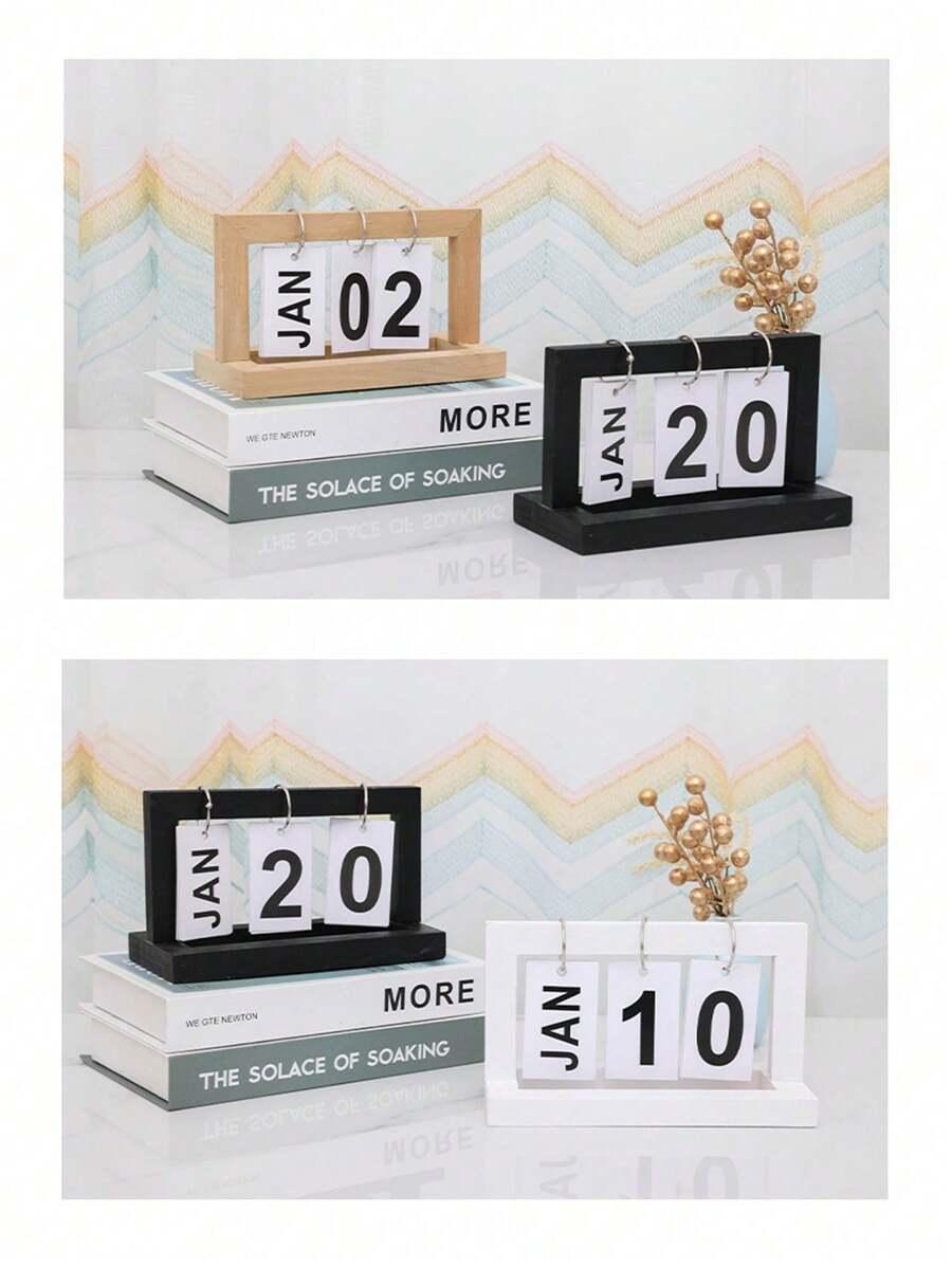 SHEIN DREWNIANY KALENDARZ DEKORACJA S07__20,3X9X20CM