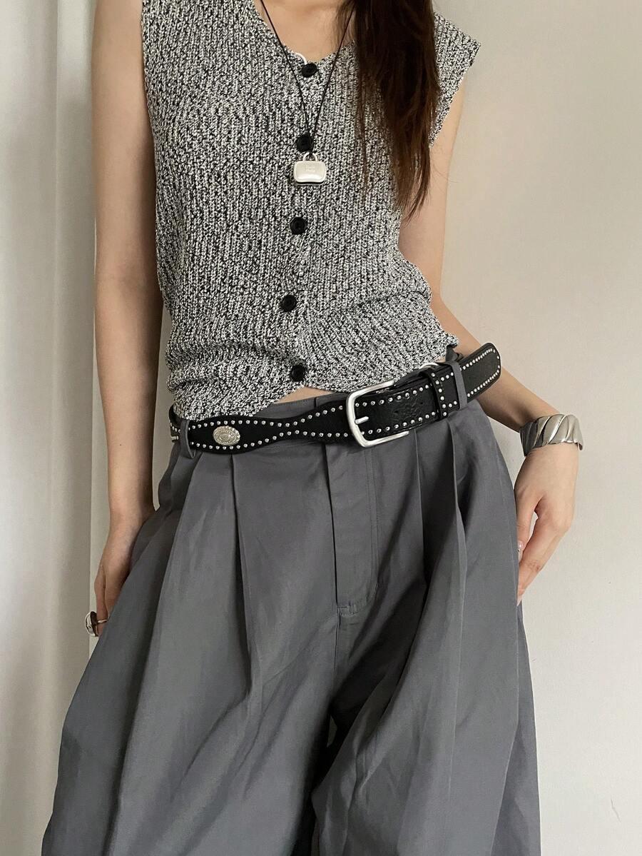 SHEIN CZARNY PASEK KLAMRA S07__80
