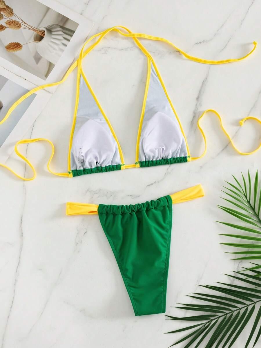 SHEIN ZIELONY STRÓJ KĄPIELOWY DWUCZĘŚCIOWY S09__S