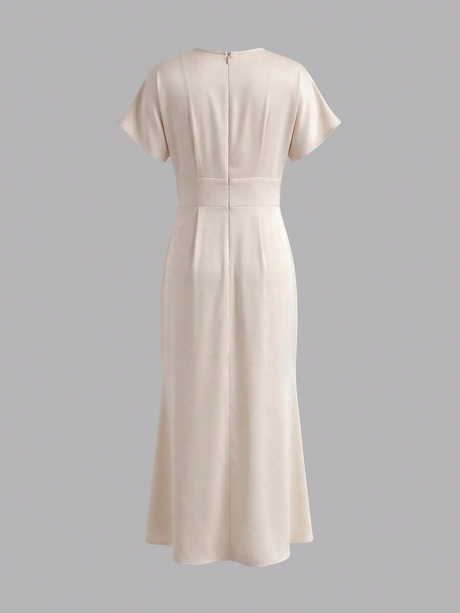 SHEIN BEŻOWA MAXI SUKIENKA S06__M