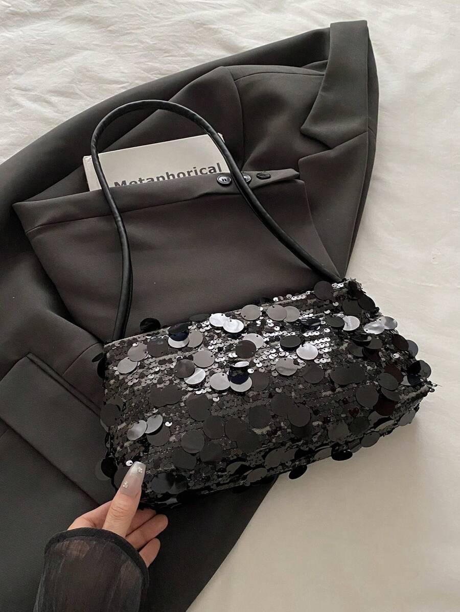 SHEIN CZARNA TOREBKA CEKINY S07