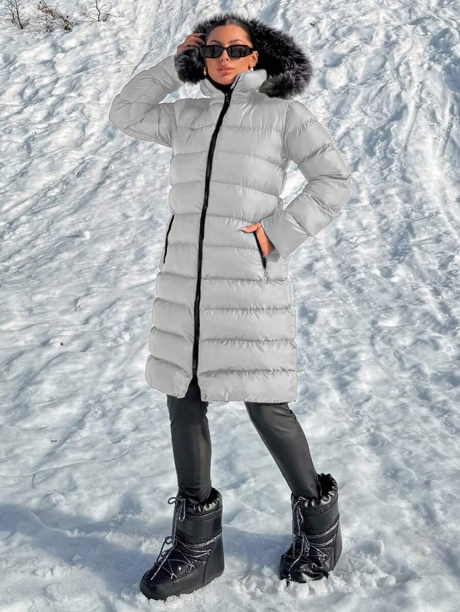 SHEIN SZARA PIKOWANA KURTKA ZAMEK W01__L