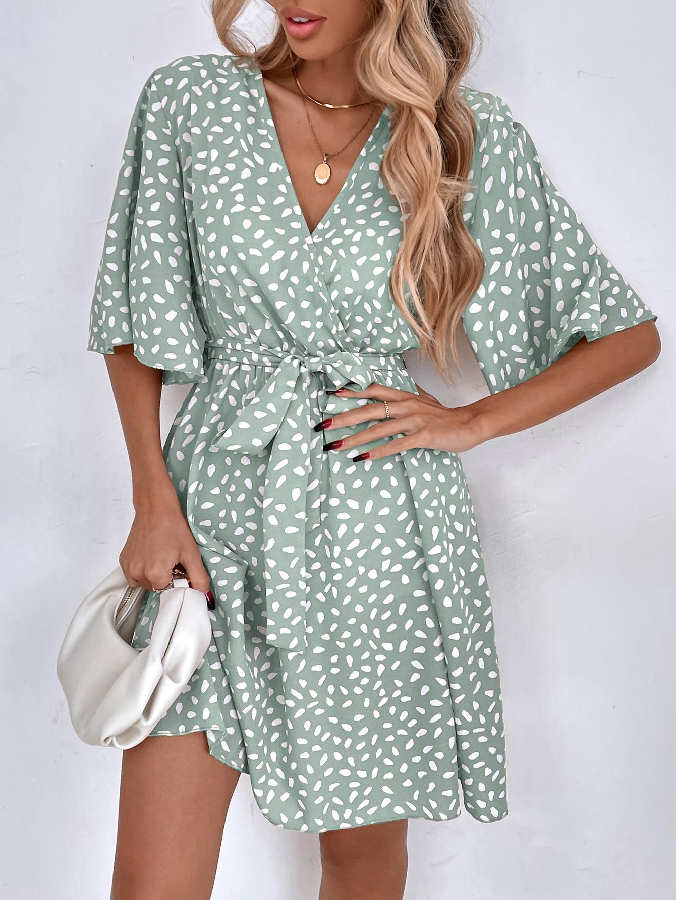 SHEIN ZIELONA SUKIENKA V-NECK S06__S