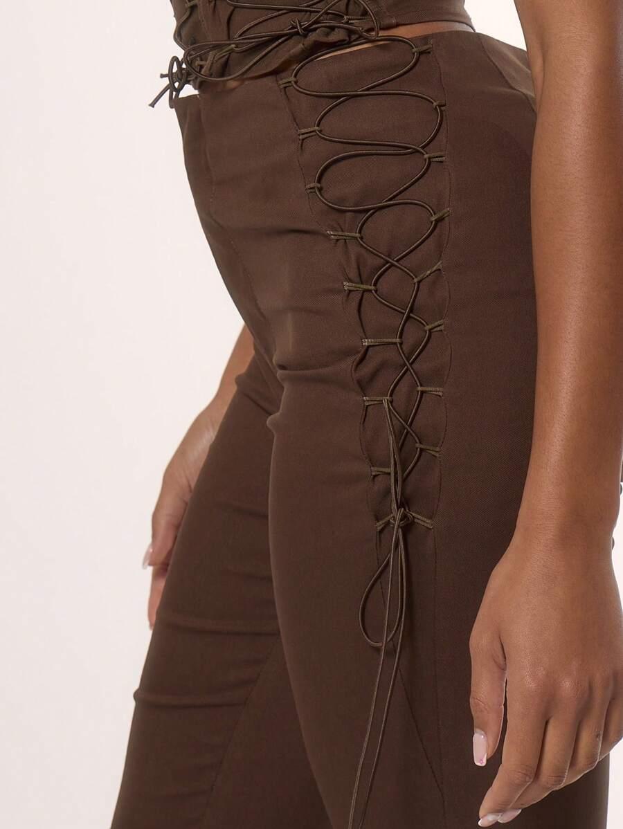 SHEIN BRĄZOWE SPODNIE TYPU RYBACZKI S06__S