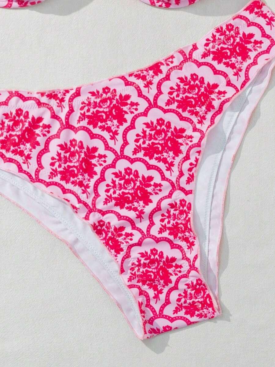 SWIM MOD RÓŻOWY STRÓJ KĄPIELOWY DWUCZĘŚCIOWY PRINT S09__XL