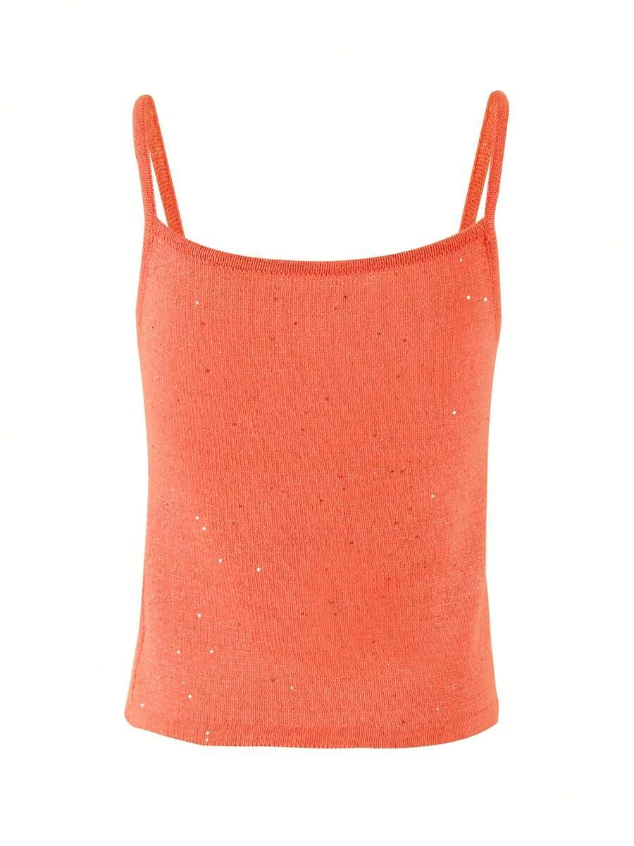 SHEIN POMARAŃCZOWY DZIANINOWY TOP NA RAMIĄCZKACH PK01__S