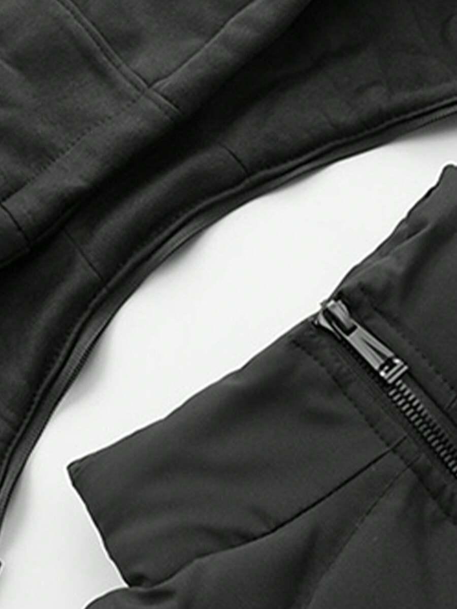 SHEIN PIKOWANA CZARNA KAMIZELKA KAPTUR W01__M