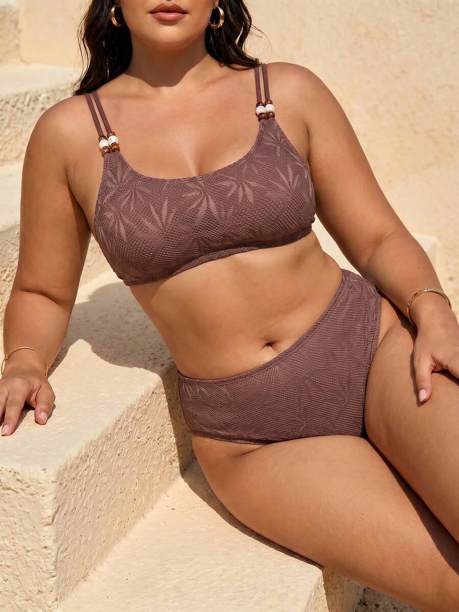 SHEIN BRĄZOWY STRÓJ KĄPIELOWY DWUCZĘŚCIOWY S09__46