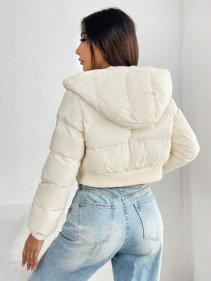 SHEIN BIAŁA PIKOWANA KURTKA ZAMEK W01__M