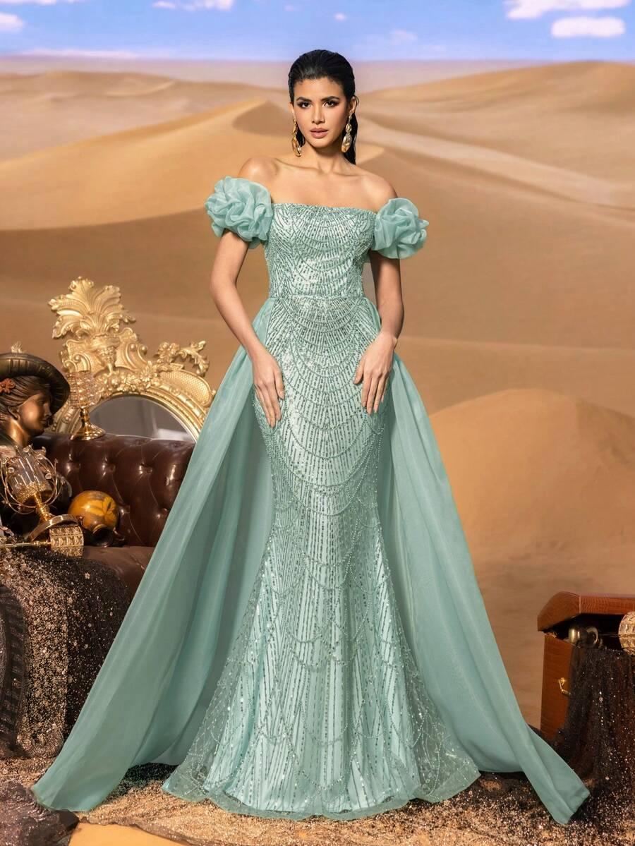 SHEIN ZIELONA MAXI SUKIENKA S06__L